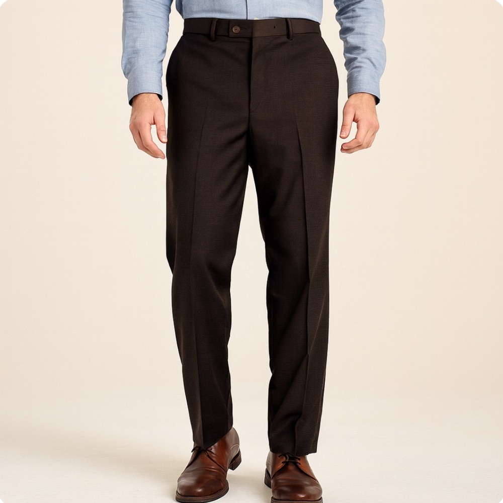 * Emile Lafaurie Men’s Wool Blend Dress Pants Dark Brown Size 42 (EU 42 / US 32